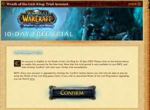 Wrath of the Lich King 10-day trial